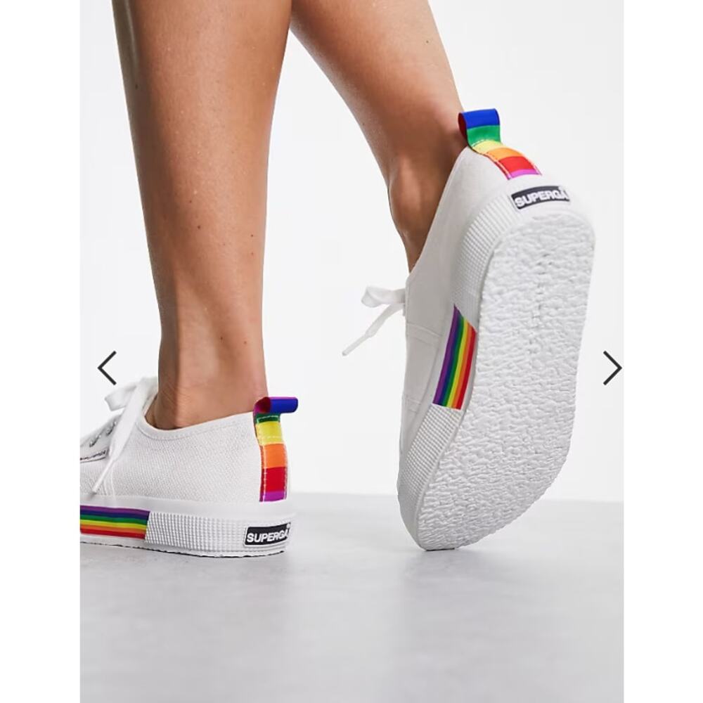 NWT Superga 2750 Pride Backstrap White Sneakers Size 8/39 - Picture 2 of 9